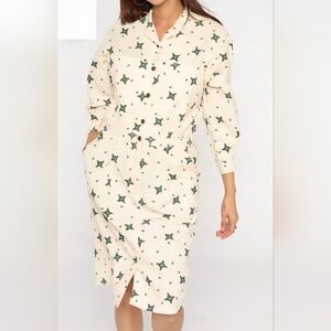 Liz Claiborne 100%Cotton Size 6 - 90s Cream Geometric Print Women's Dress